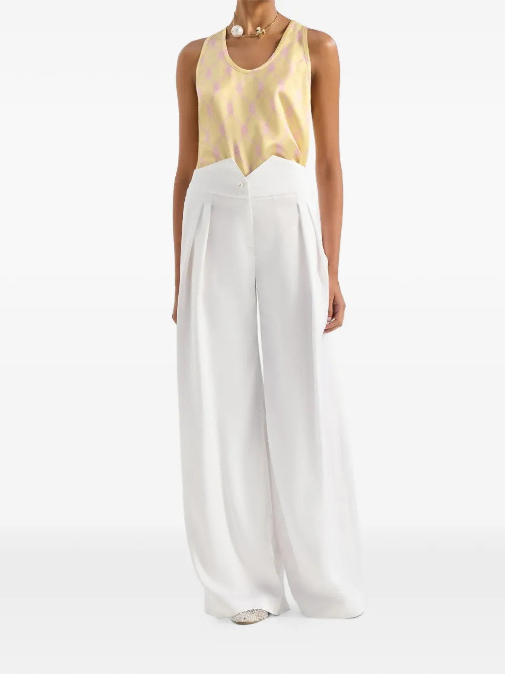 Genny High waist palazzo broek Wit