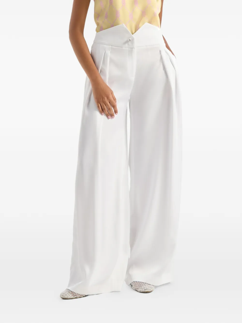 Genny High waist palazzo broek Wit
