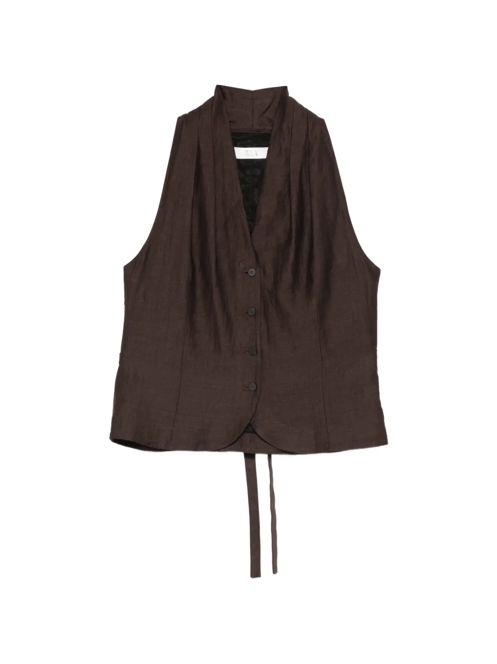 Tela button tie waistcoast - Marrone