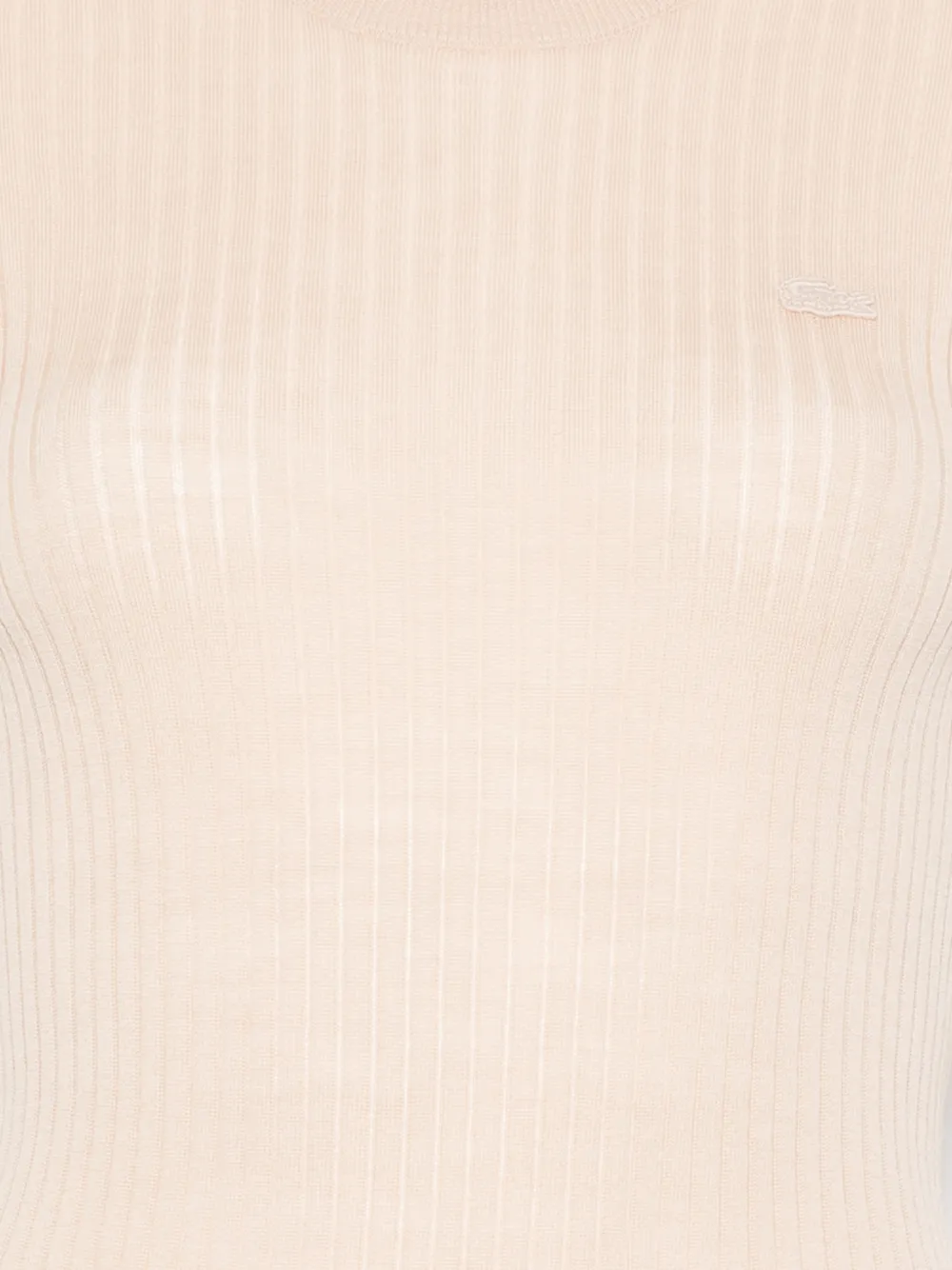 Lacoste Geribbeld T-shirt met logopatch Beige