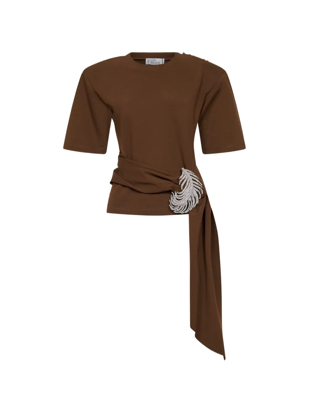 Giuseppe Di Morabito feather-detail T-shirt - Marrone