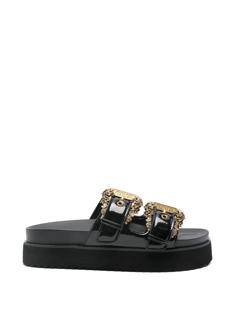 Versace Jeans Couture buckled platform sandals Zwart
