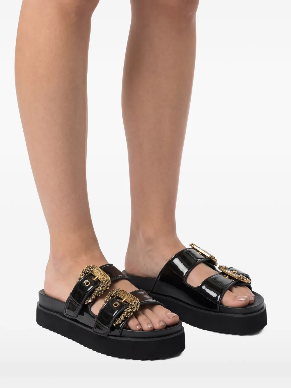 Versace Jeans Couture Sandalen met gesp Zwart