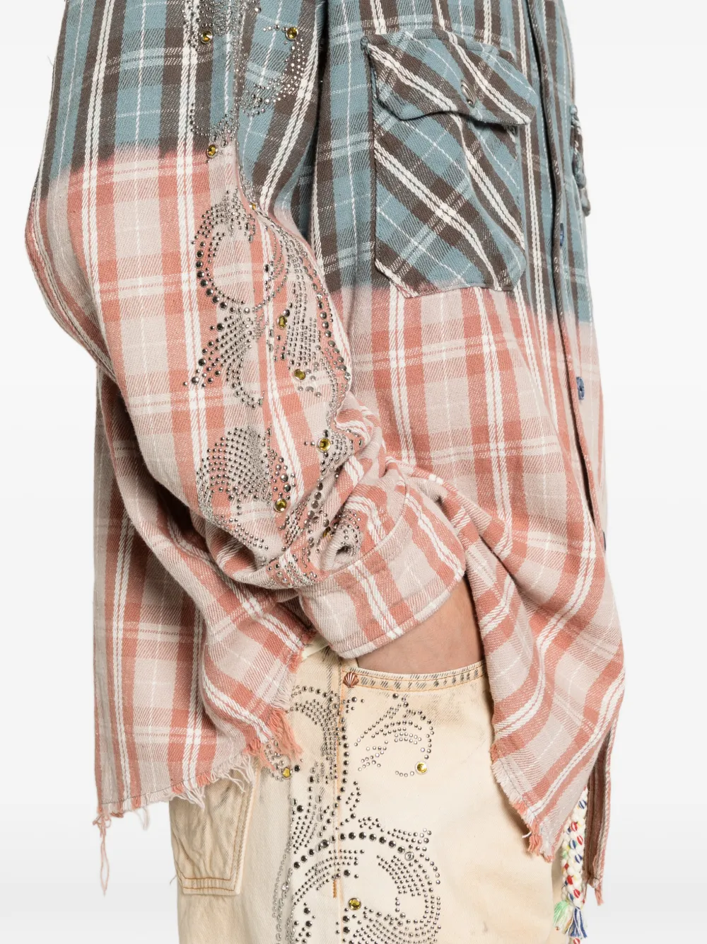 ERCOLE STUDIO Flanellen shirtjack met patroon Blauw