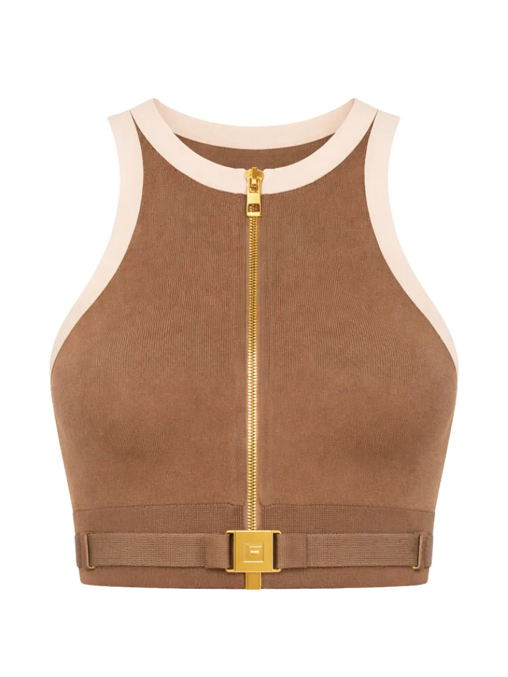Elisabetta Franchi zip-up crop top - Marrone