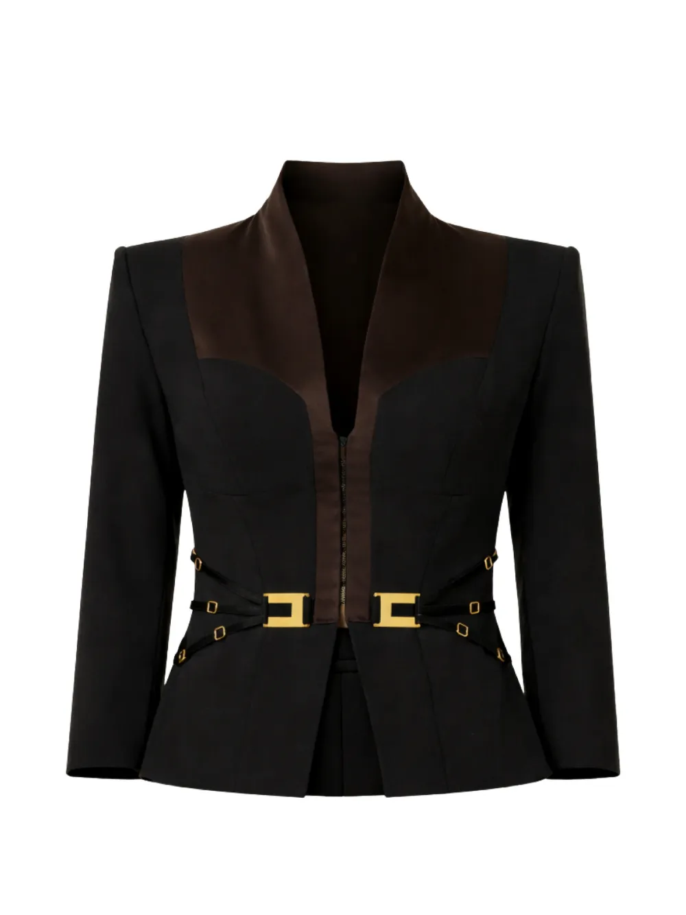 Elisabetta Franchi V-neck buckle blazer - Nero