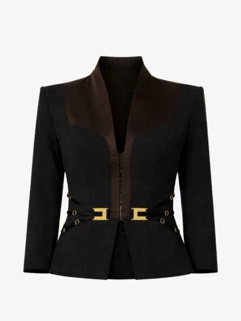 Elisabetta Franchi V-neck buckle blazer