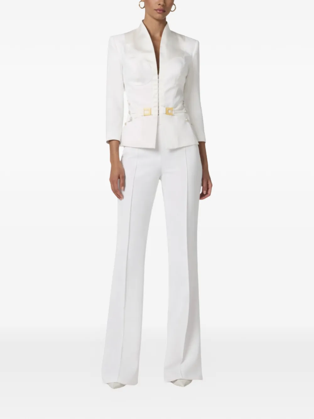 Elisabetta Franchi Goudkleurige hardware blazer Wit