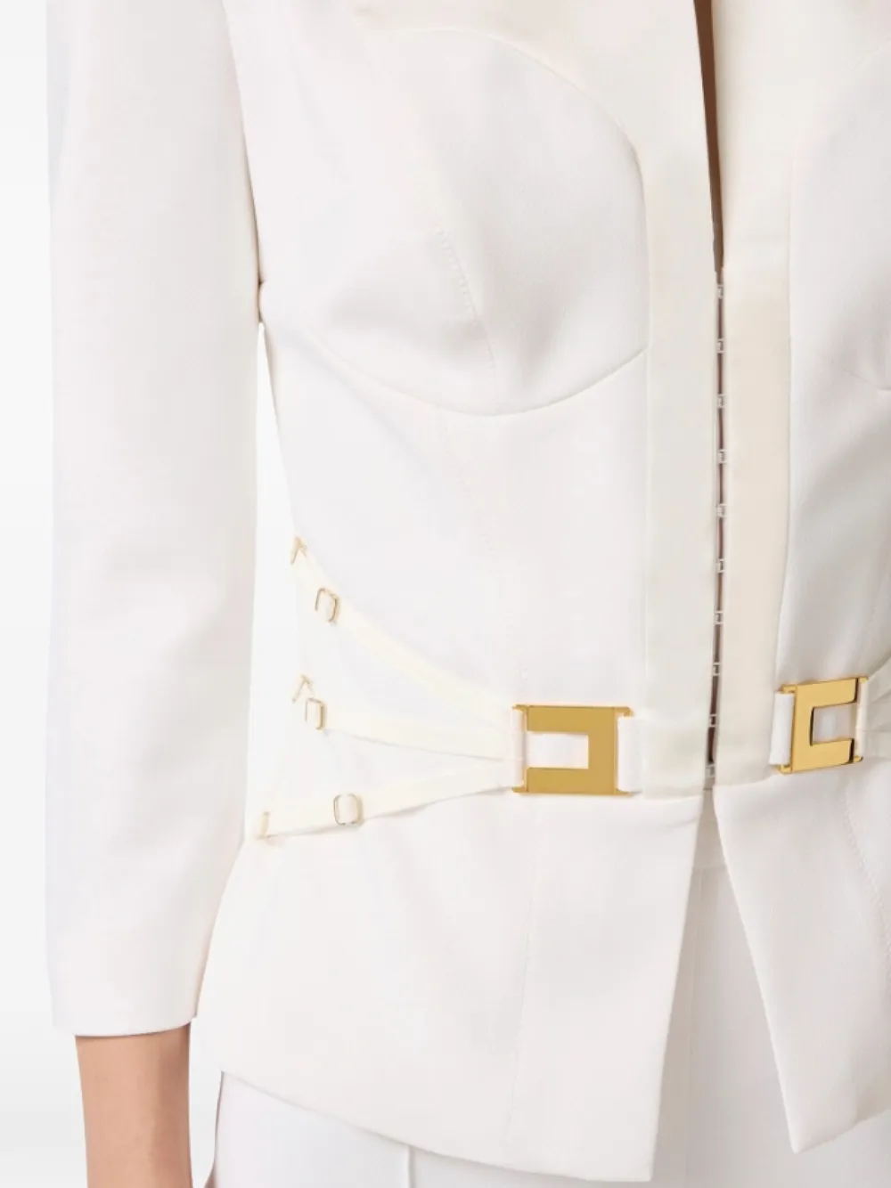 Elisabetta Franchi Goudkleurige hardware blazer Wit