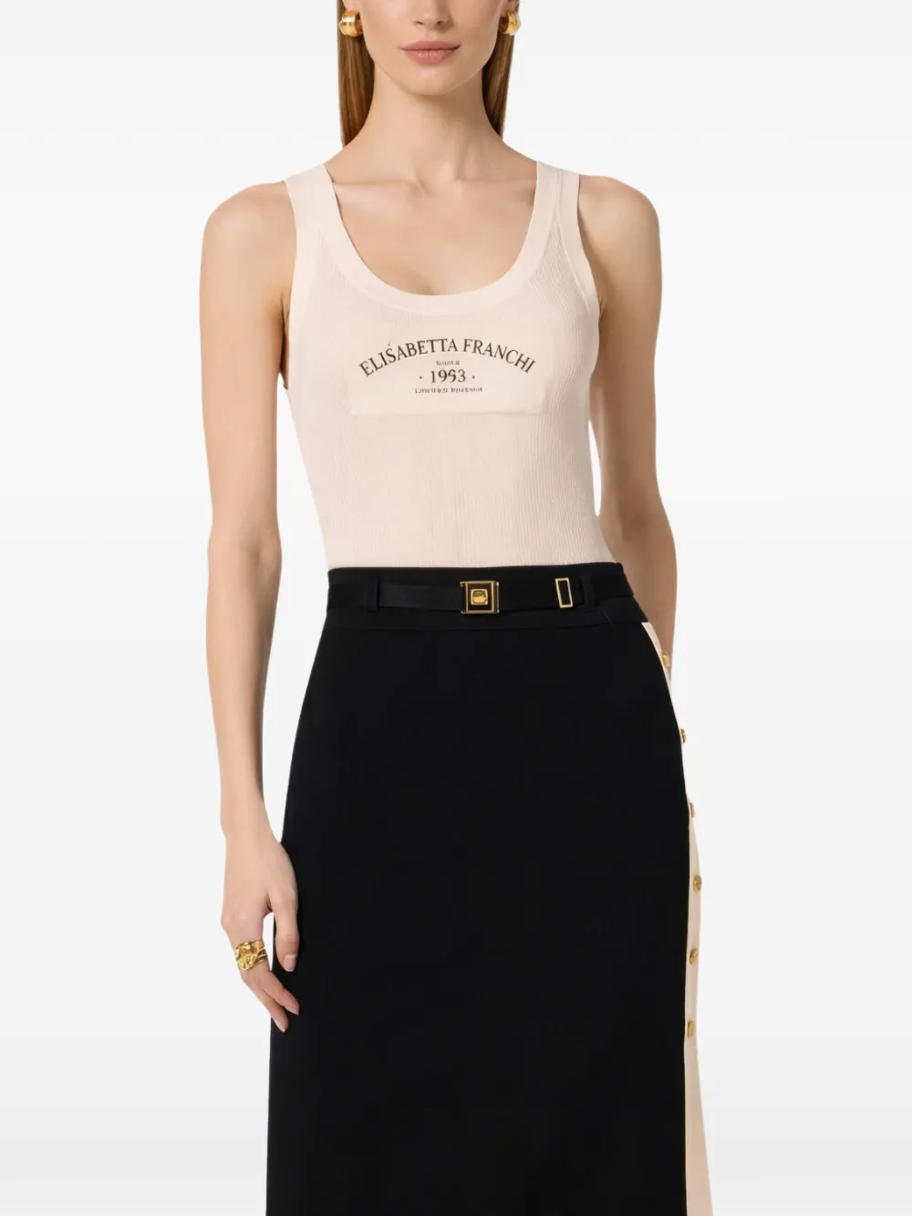 Elisabetta Franchi Ribbed-knit Tank Top - Neutrals 