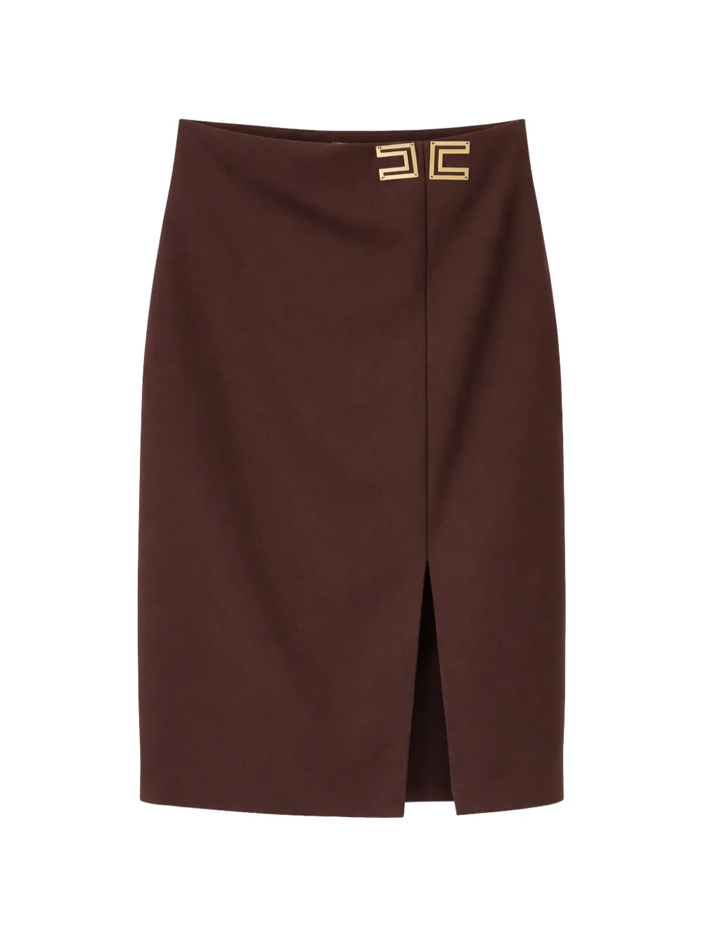Elisabetta Franchi buckle slit midi skirt - Marrone