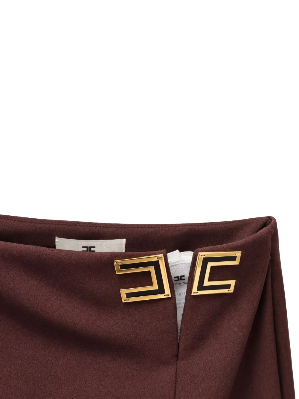  Elisabetta Franchi Buckle Slit Midi Skirt - Brown 