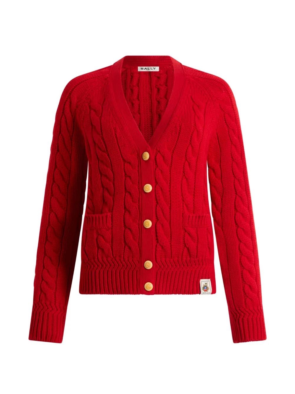 Bally Cardigan in maglia a trecce con bottoni - Rosso