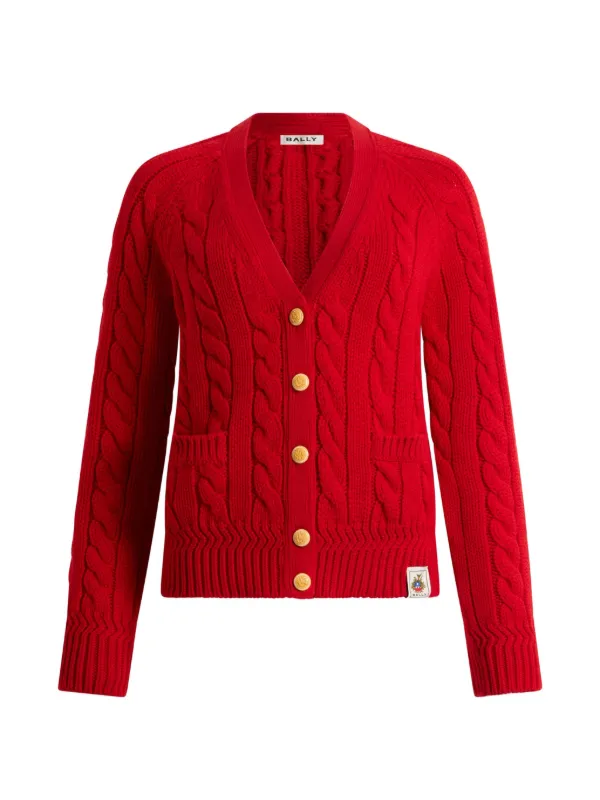 Bally Cable-knit Buttoned Cardigan in Red