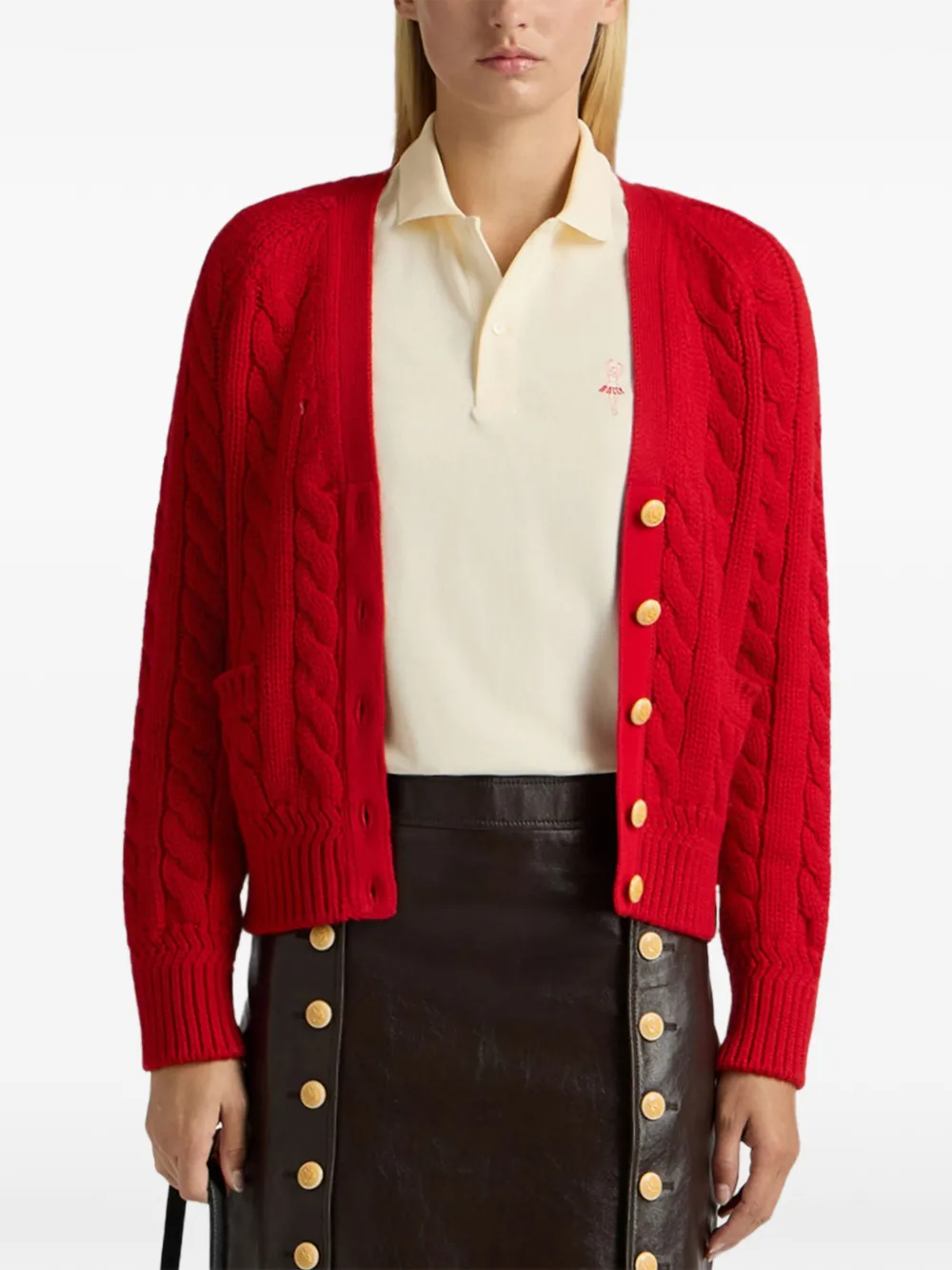 Bally Kabelgebreid vest met knopen Rood