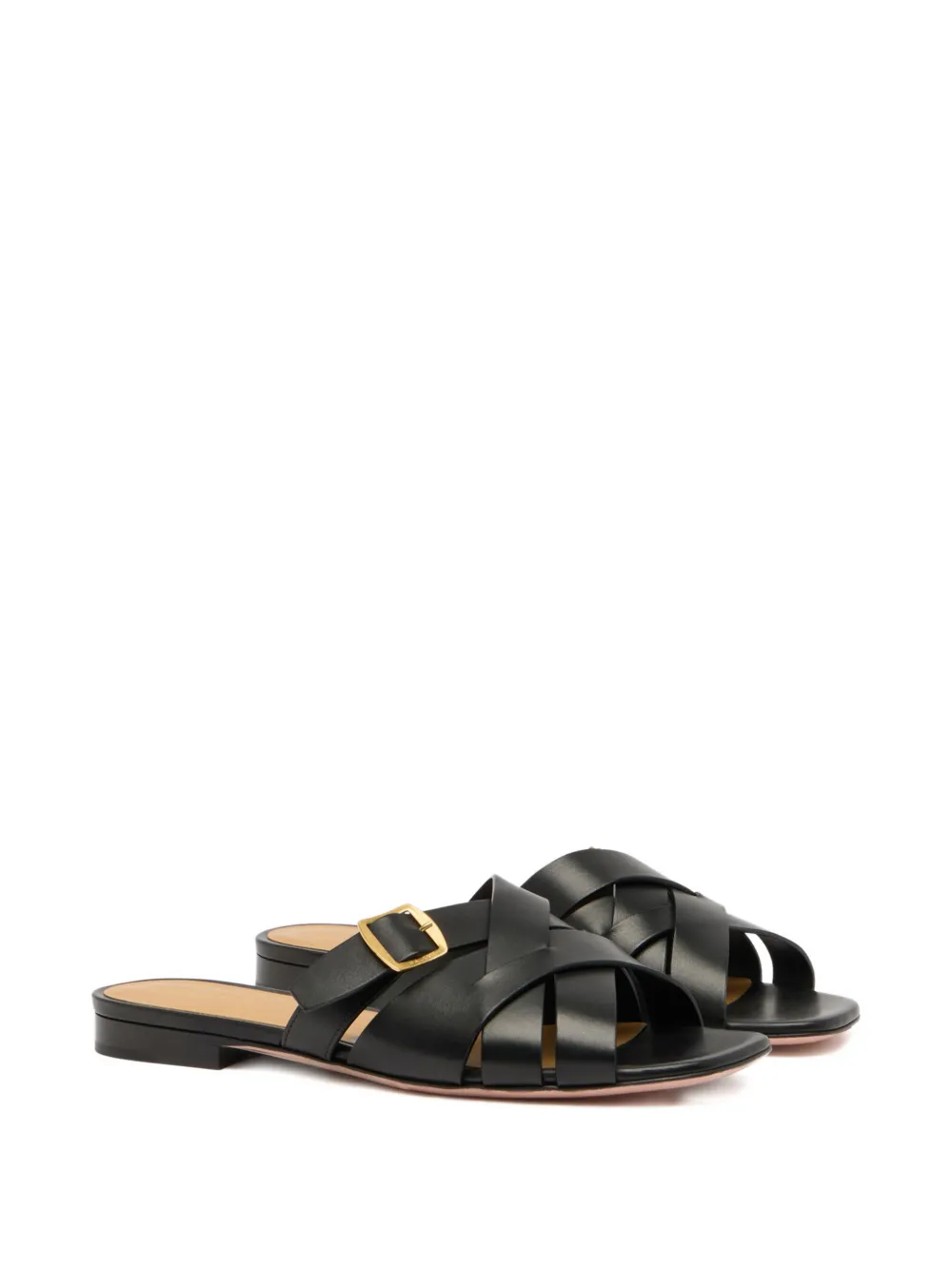 Bally woven buckle leather sandals Zwart