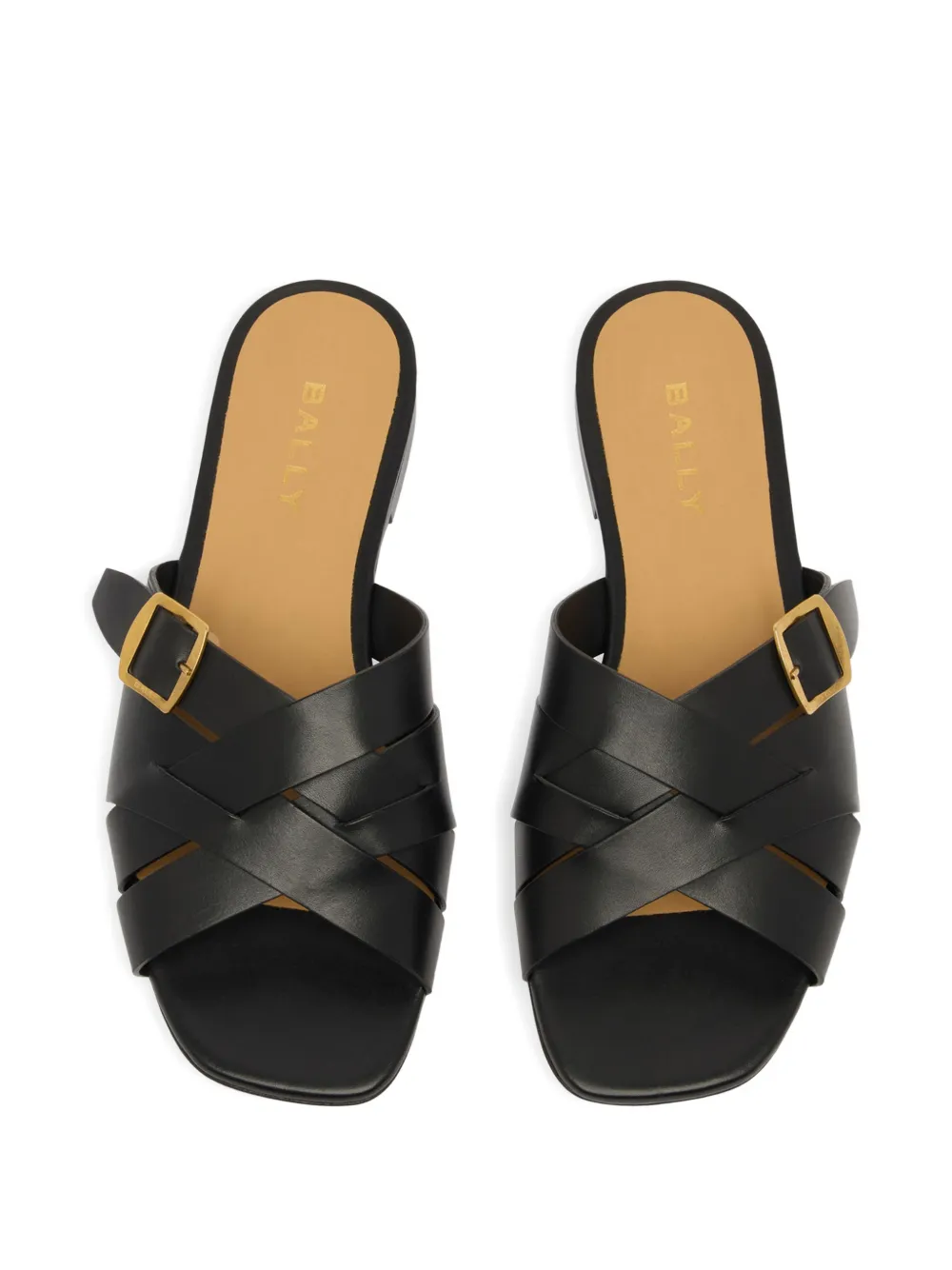 Bally woven buckle leather sandals Zwart