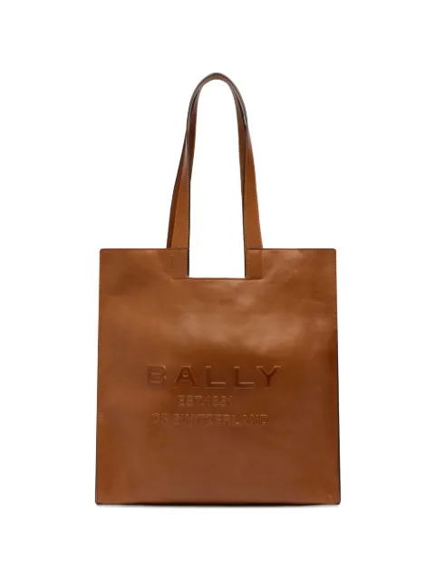 Bally embossed-logo leather tote bag