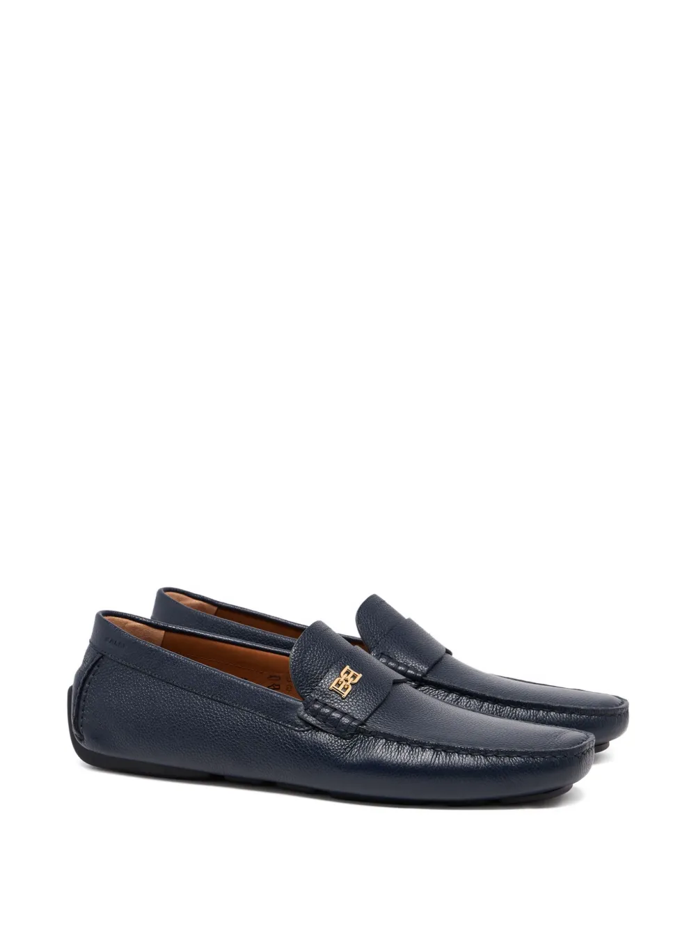 Bally B-chain grained leather loafers Blauw