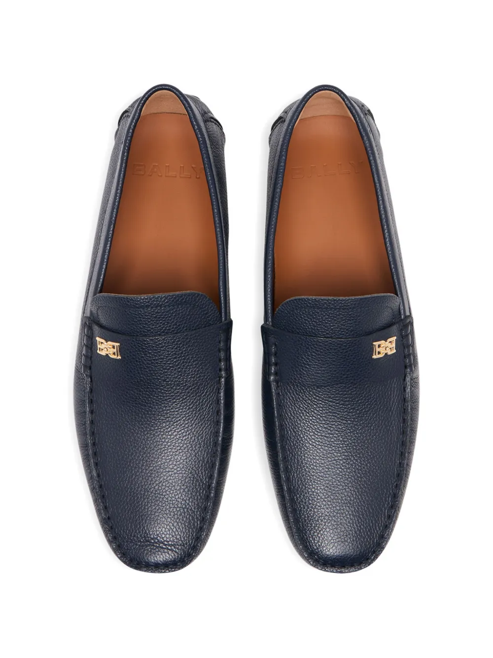 Bally B-chain grained leather loafers Blauw