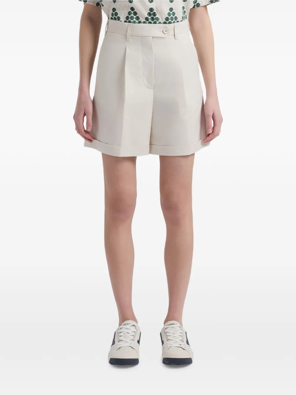 Cuffed Tennis Cotton Shorts