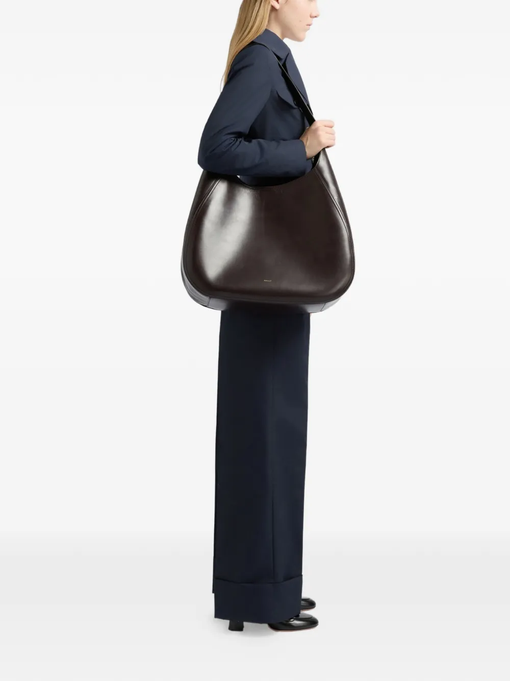  Bally Large Althea Leather Shoulder Bag - Brown 