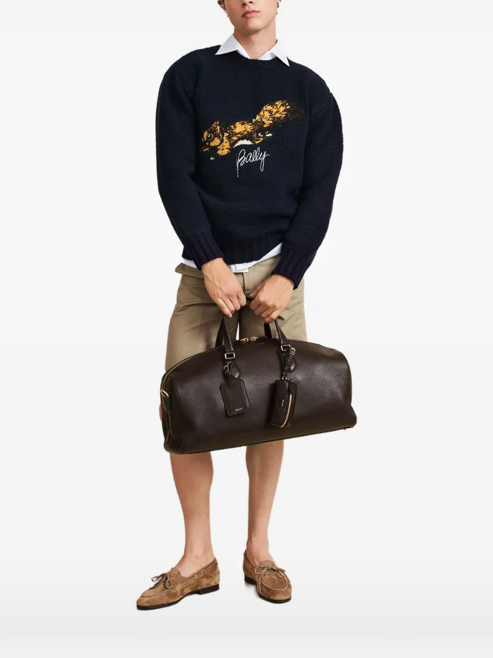 Bally squirrel-detail crew-neck sweater - Neutrals