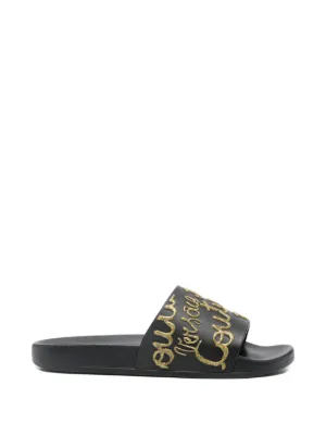 Versace logo-embossed Slides | Black | FARFETCH display picture 1