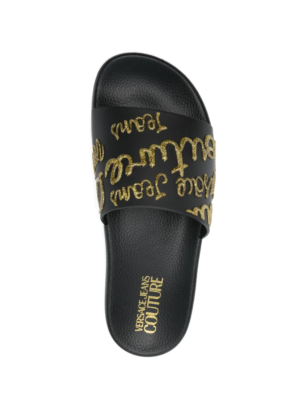 Versace Jeans Couture Slippers met reliëf Zwart