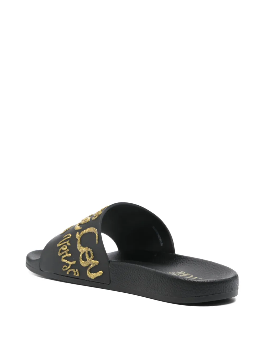 Versace Jeans Couture Slippers met reliëf Zwart