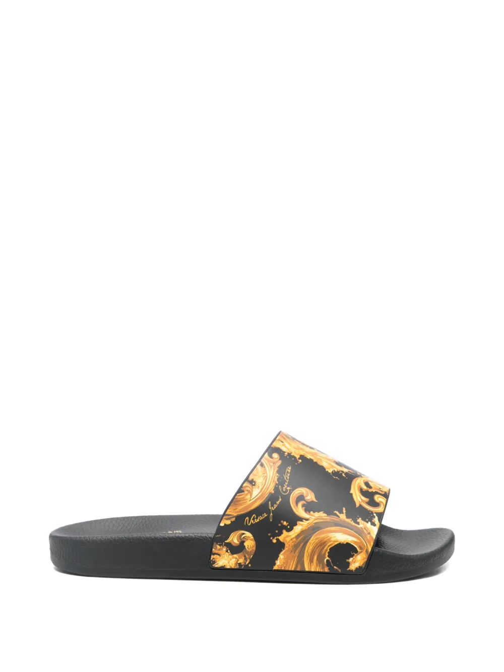 Versace Jeans Couture baroque-print slides - Schwarz