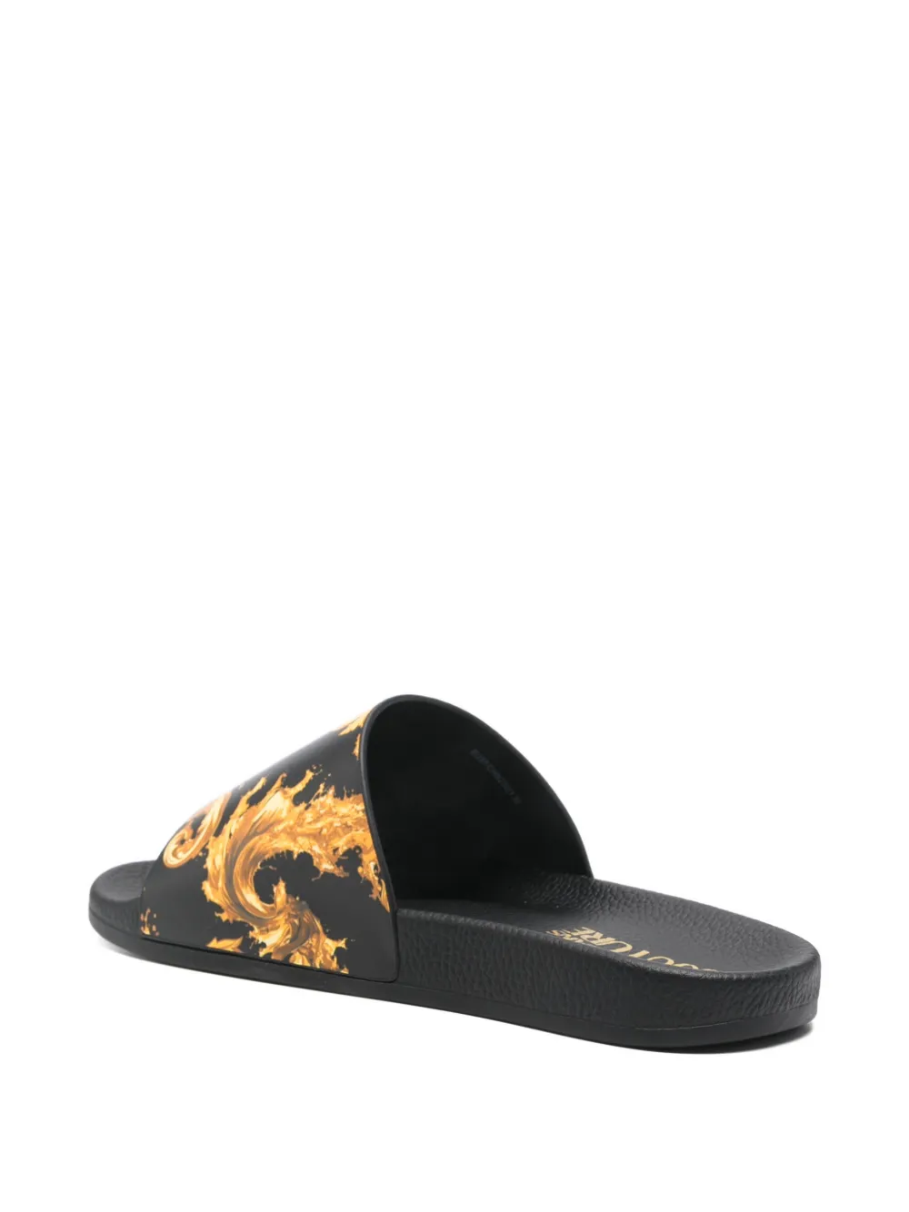 Versace Jeans Couture Slippers met barokprint Zwart