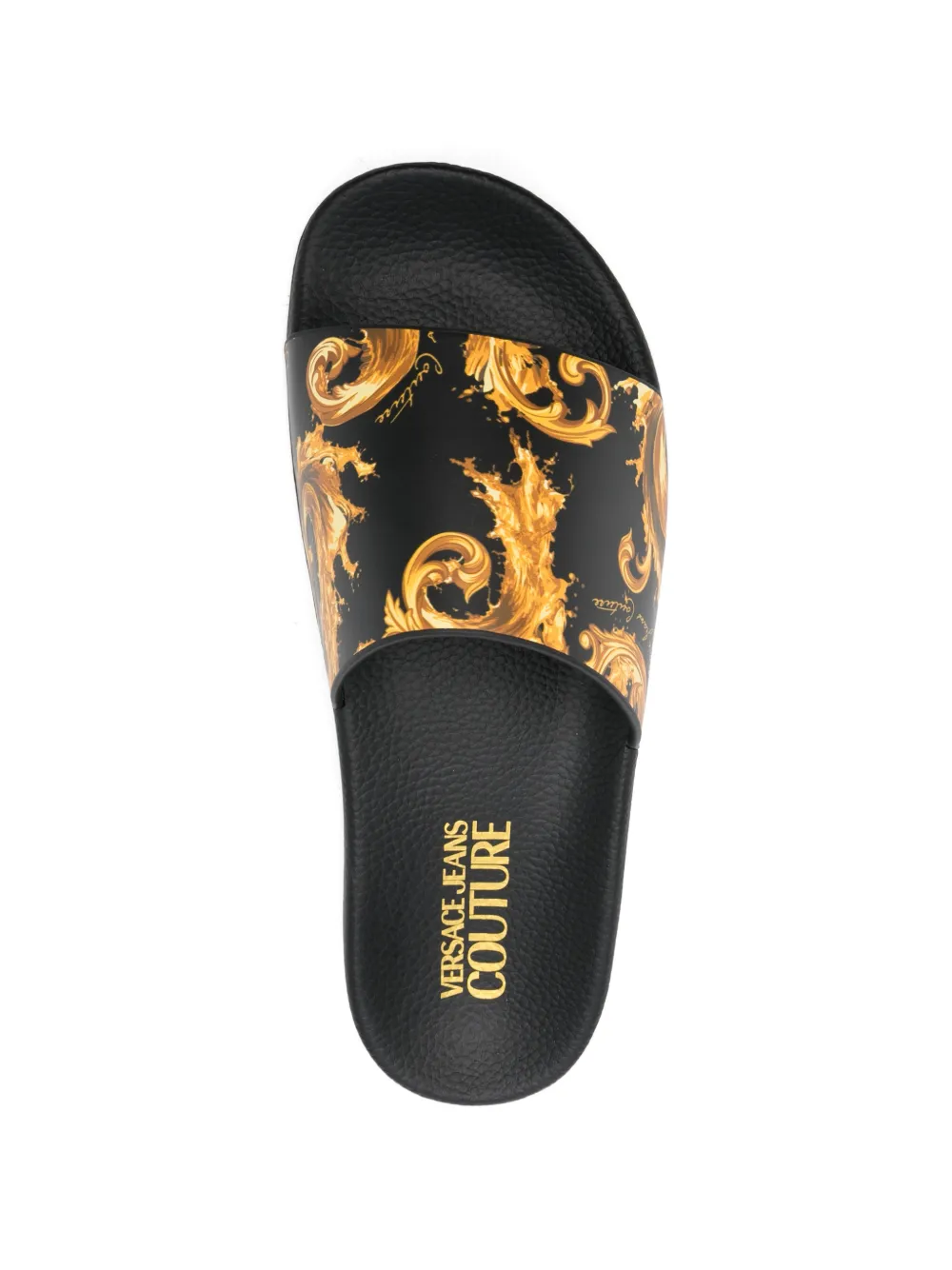 Versace Jeans Couture Slippers met barokprint Zwart
