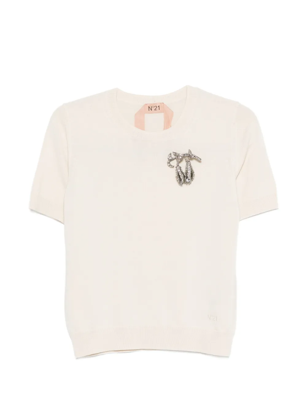 Nº21 T-shirt con spilla - Toni neutri