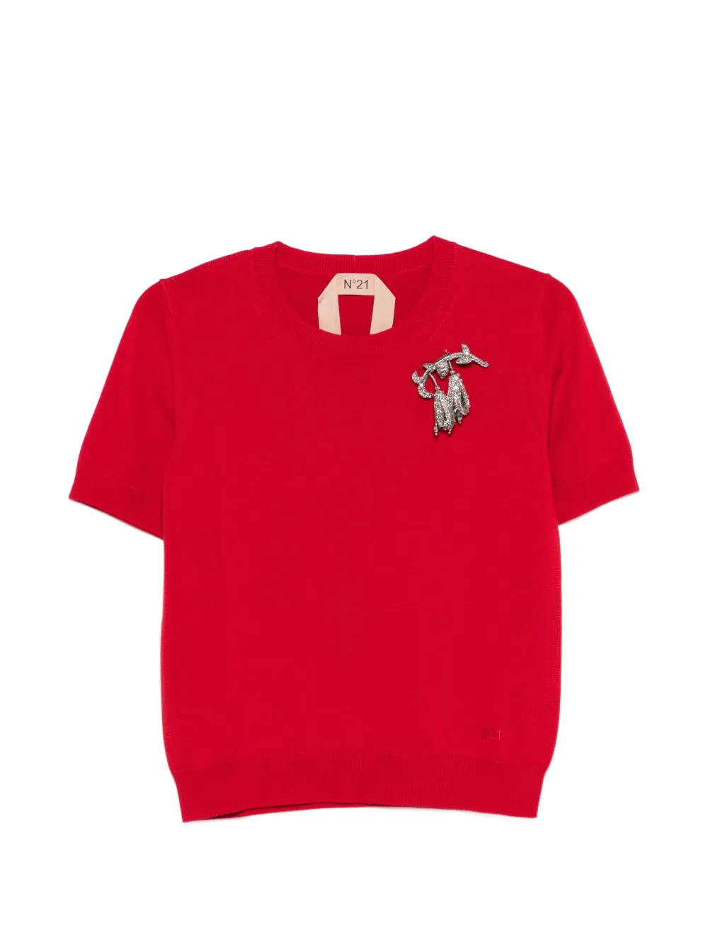 Nº21 T-shirt con spilla - Rosso