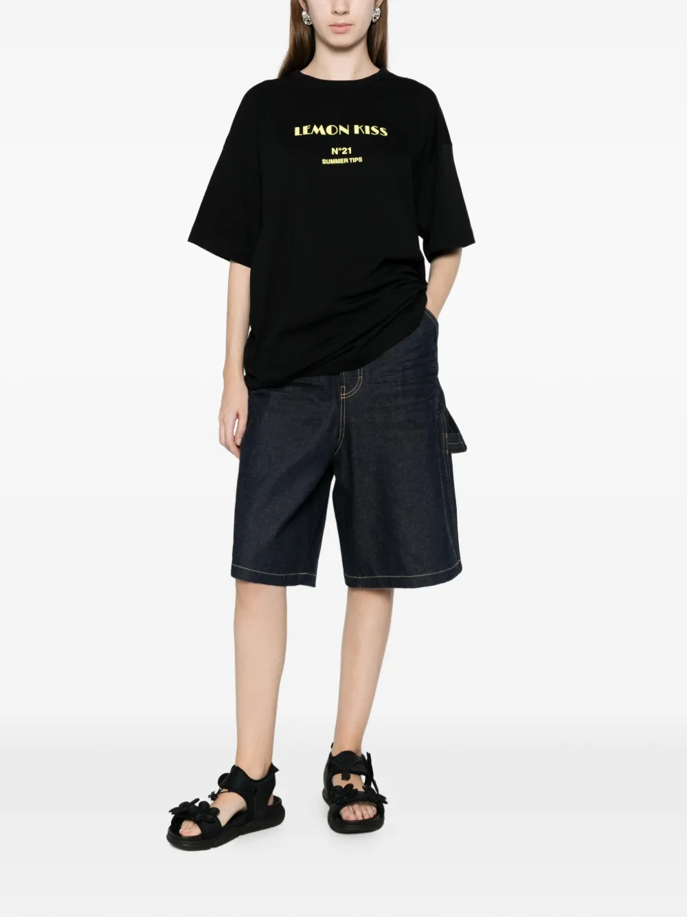  Nº21 Camiseta Con Cuello Redondo - Negro 