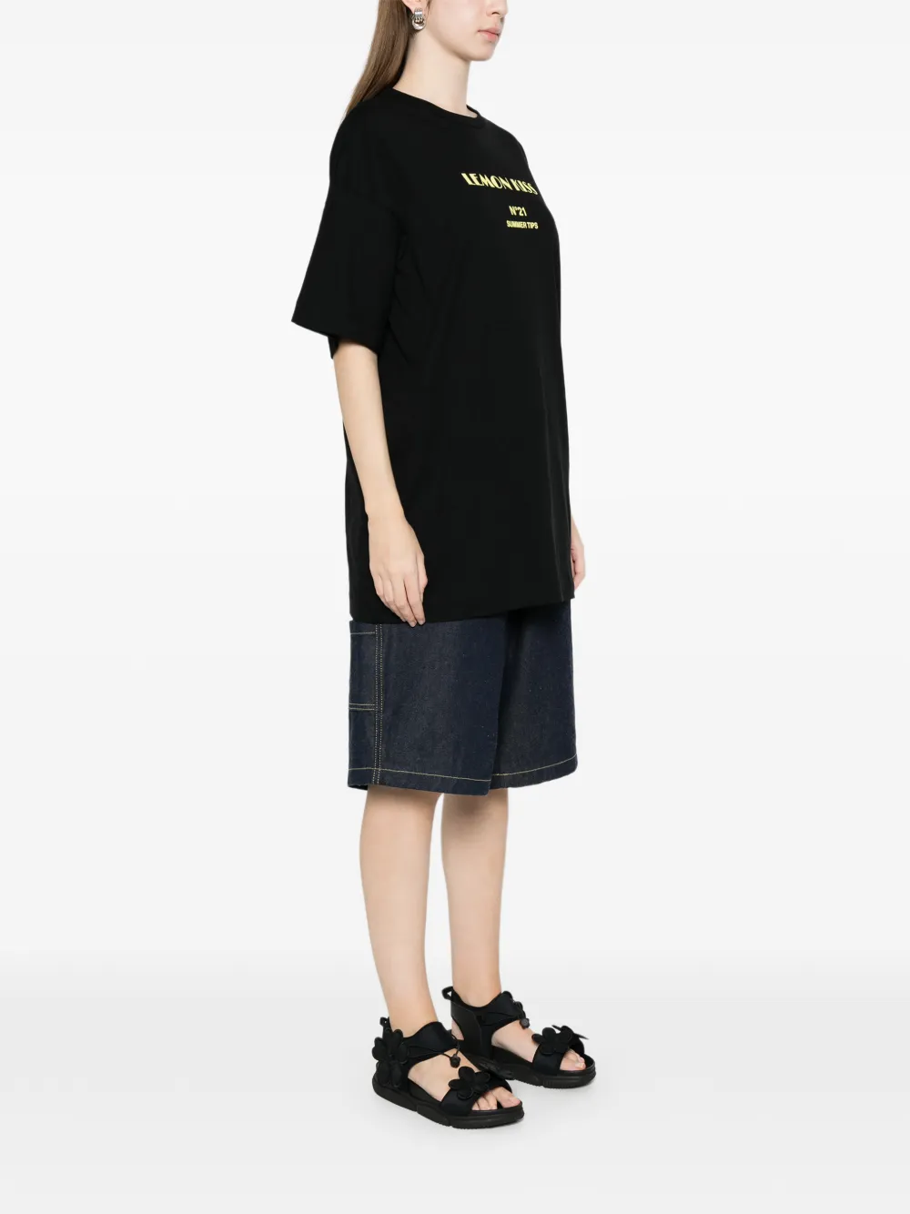  Nº21 Camiseta Con Cuello Redondo - Negro 