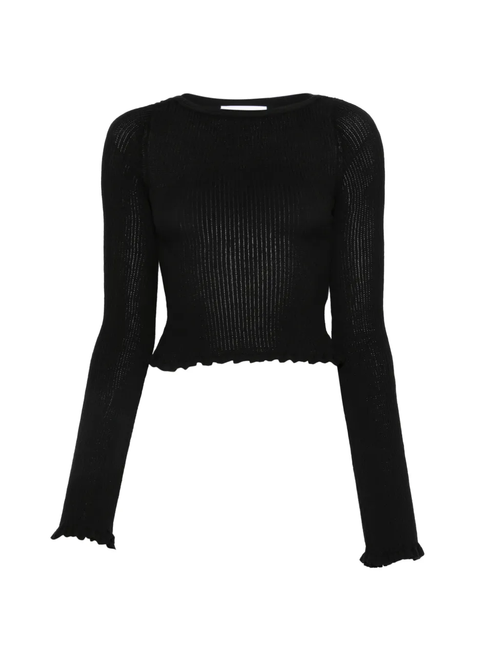 Erika Cavallini ribbed-knit lettuce-hem sweater - Nero