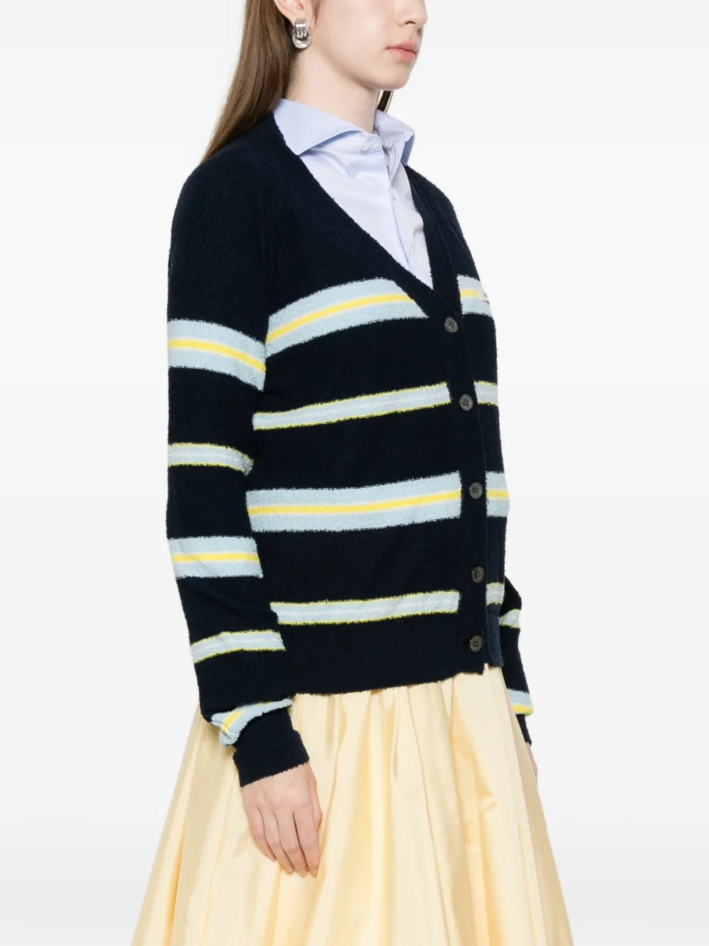  Nº21 Striped Button Cardigan - Blue 