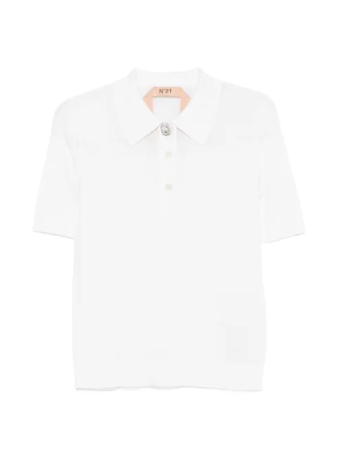Nº21 embellished-button polo top