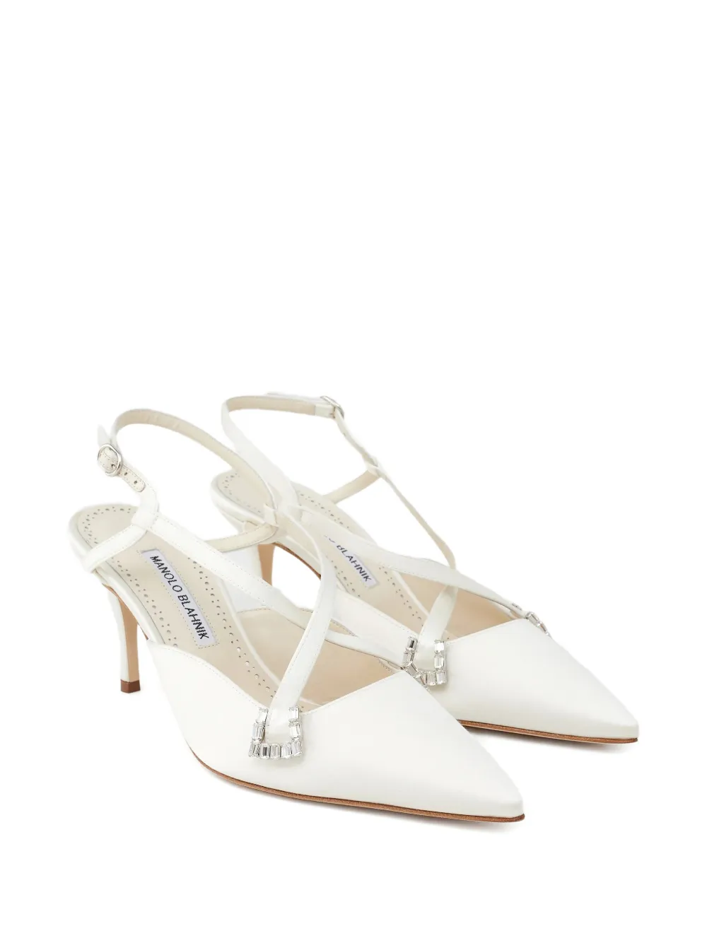 Manolo Blahnik embellished strap pumps Beige