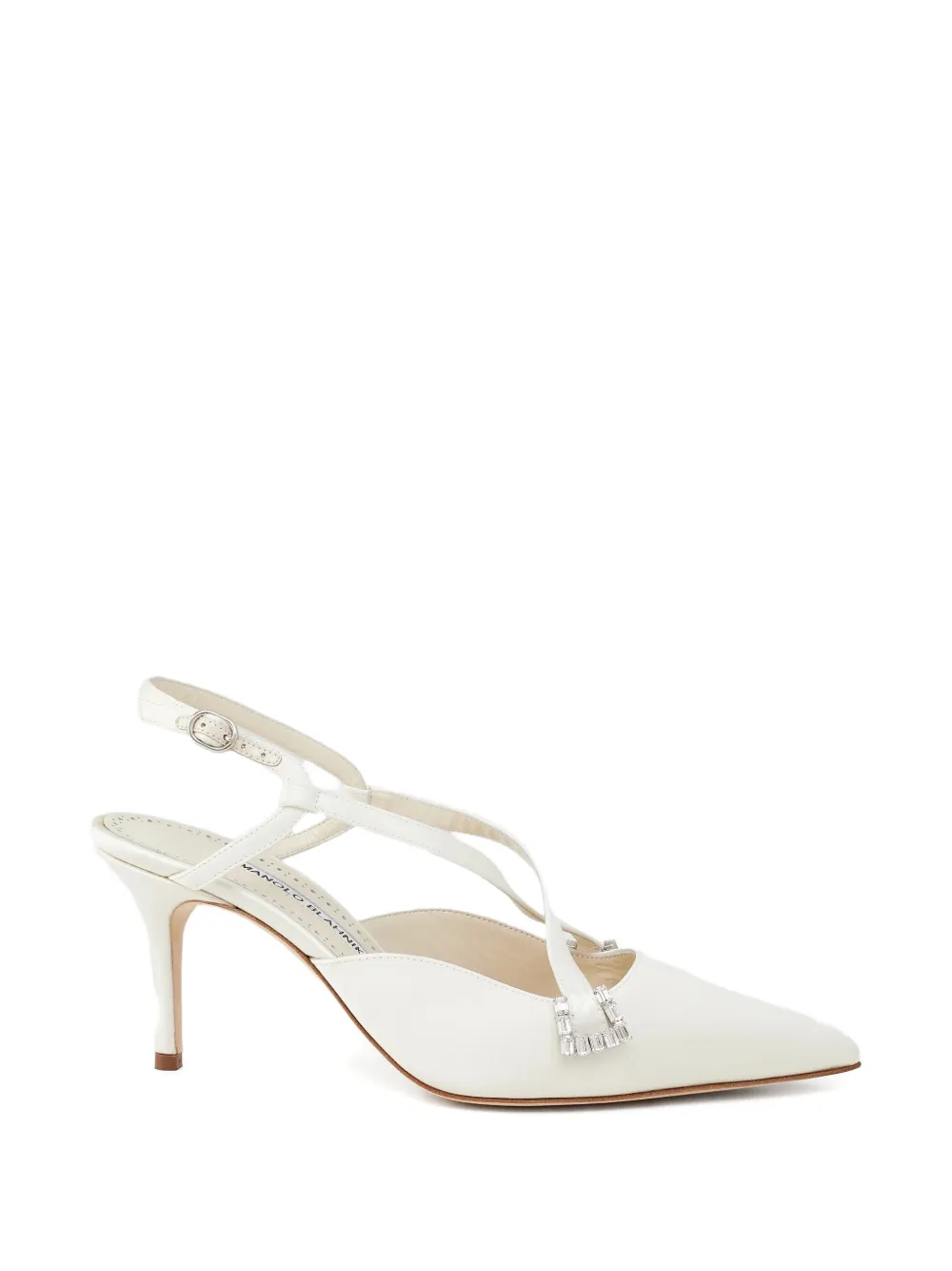 Manolo Blahnik embellished strap pumps Beige