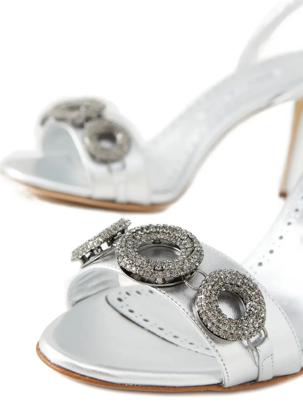Manolo Blahnik Sandalen verfraaid met kristallen Zilver