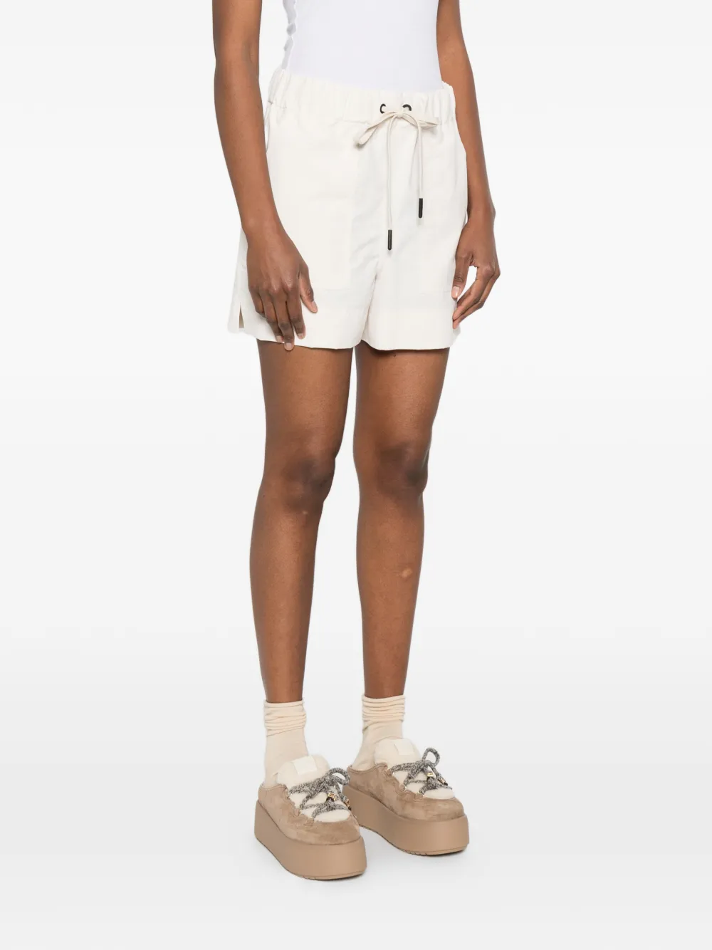  Moncler Grenoble Logo-patch Drawstring Shorts - Neutrals 