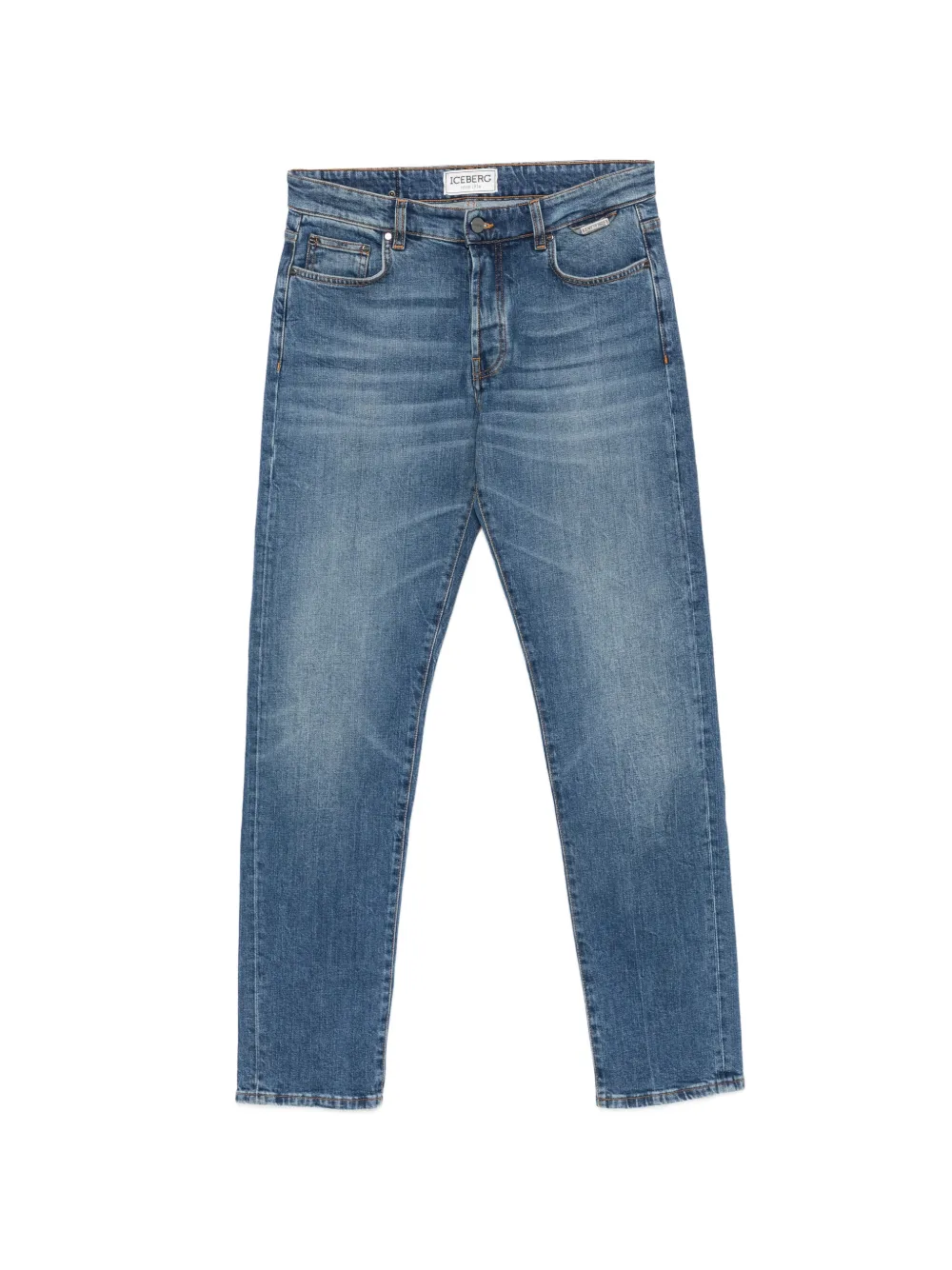 Iceberg faded logo-patch jeans - Blu