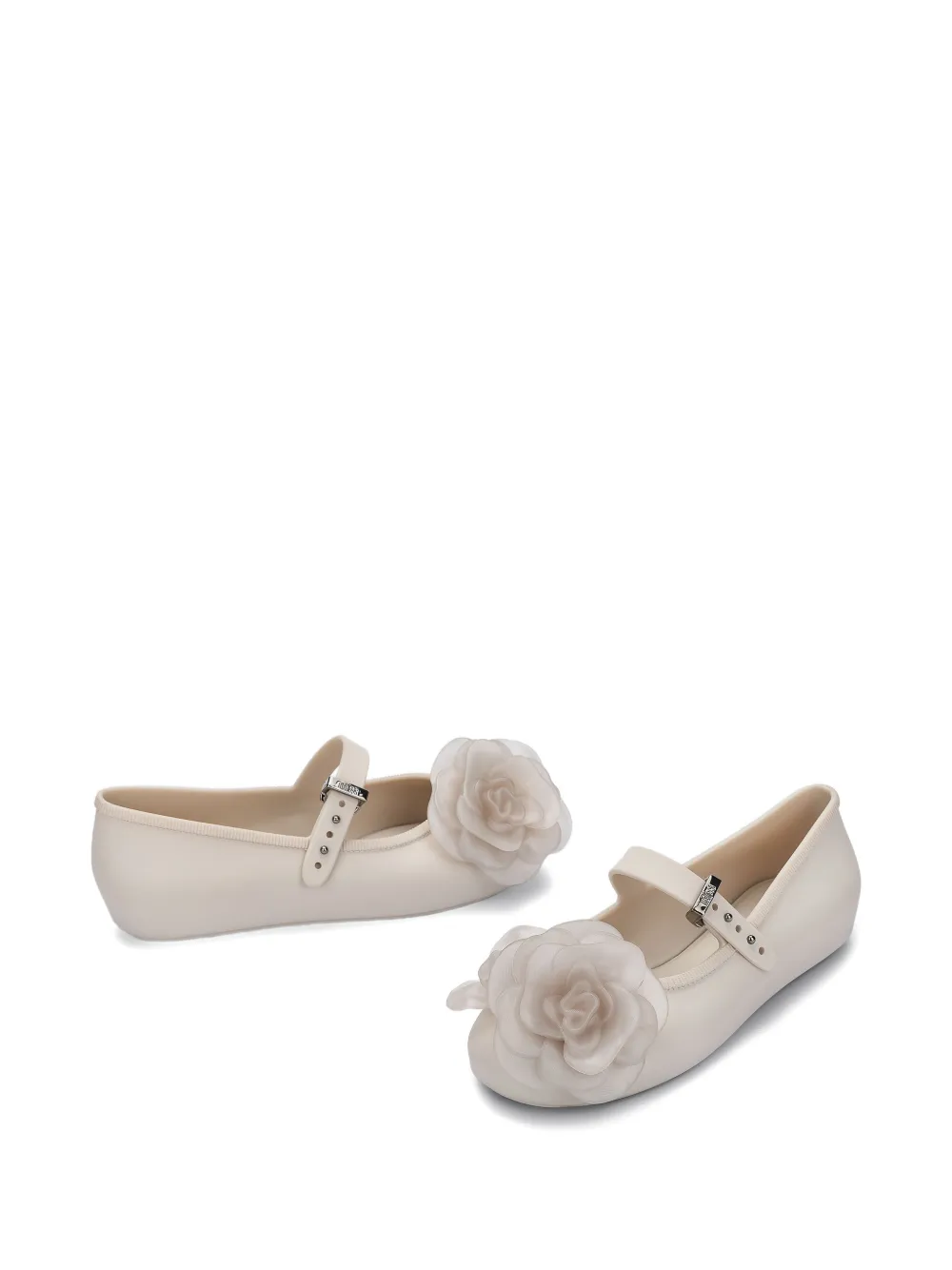 Mini Melissa Ballerina's met bloemapplicatie Beige