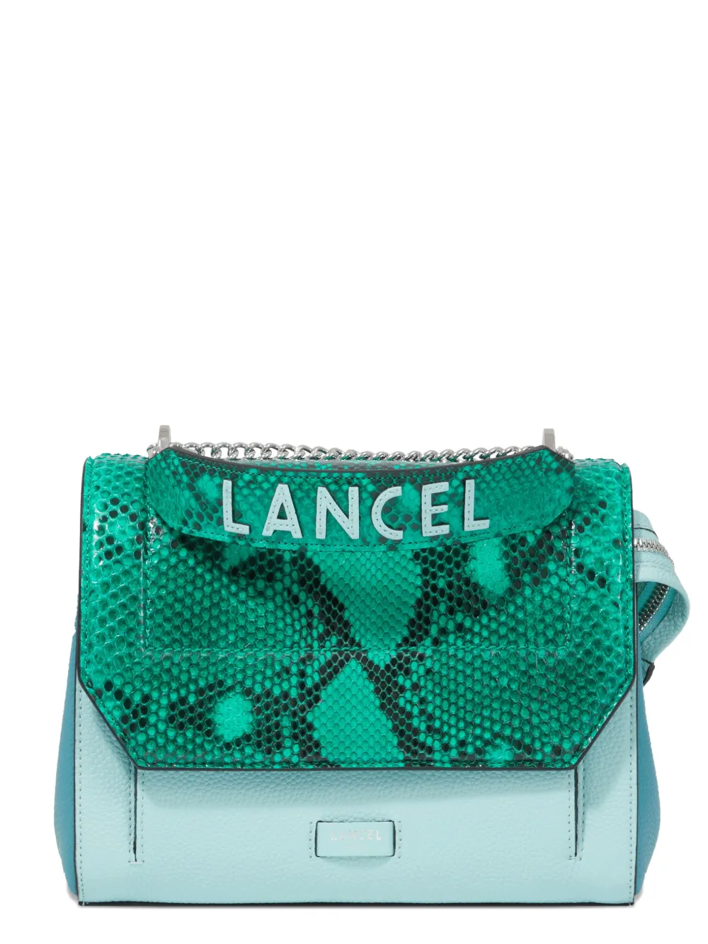 Lancel snakeskin flap shoulder bag - Blu