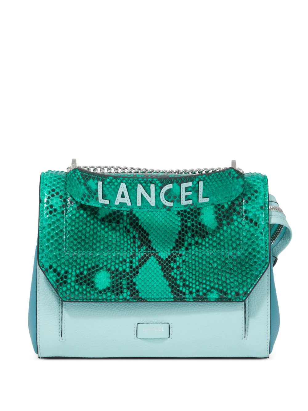 Lancel snakeskin flap shoulder bag - Blu