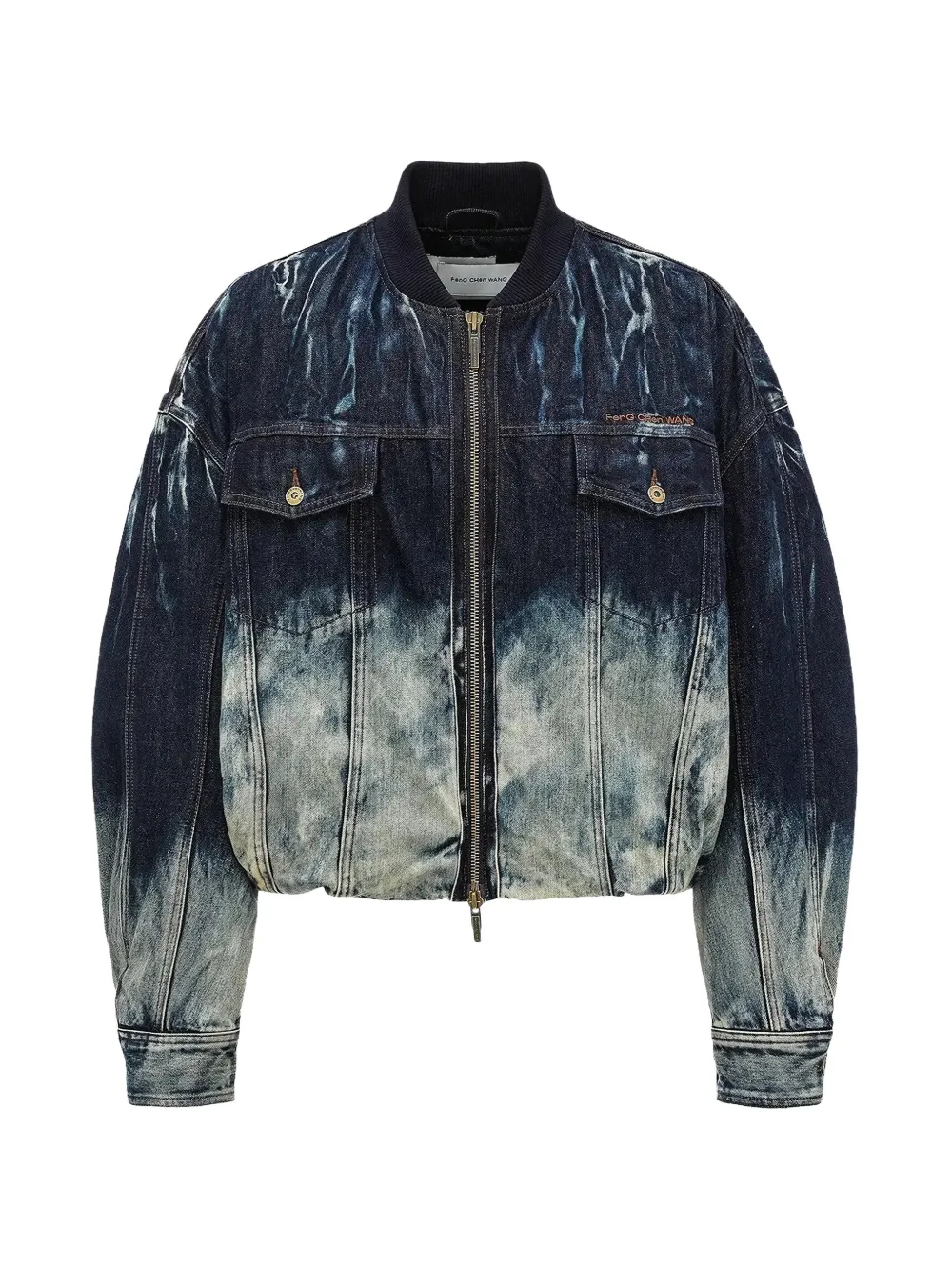 Feng Chen Wang gradient distressed-effect denim jacket - Blu