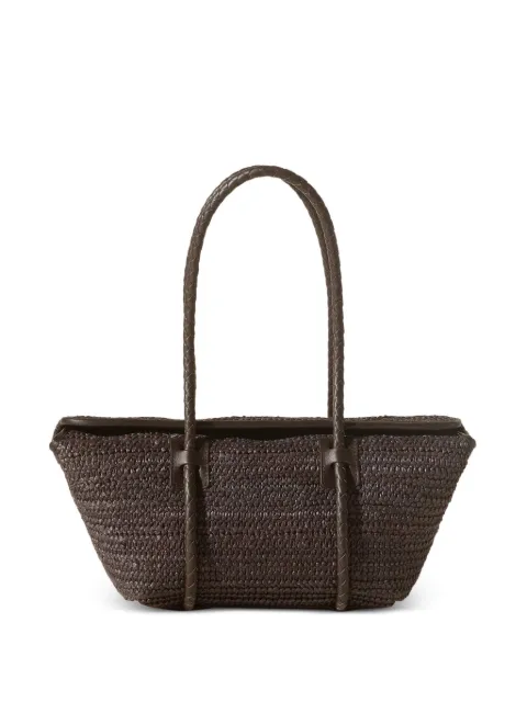 Hereu leather-framed raffia shoulder bag